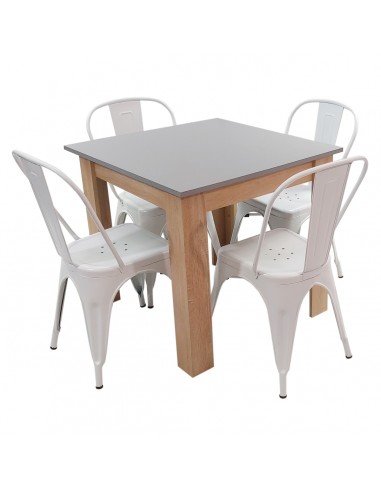 Zestaw stół Modern 80 GS i 4 krzesła Paris białe