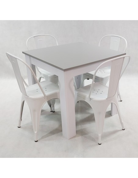 Zestaw stół Modern 80 sonoma i 4 krzesła Paris białe