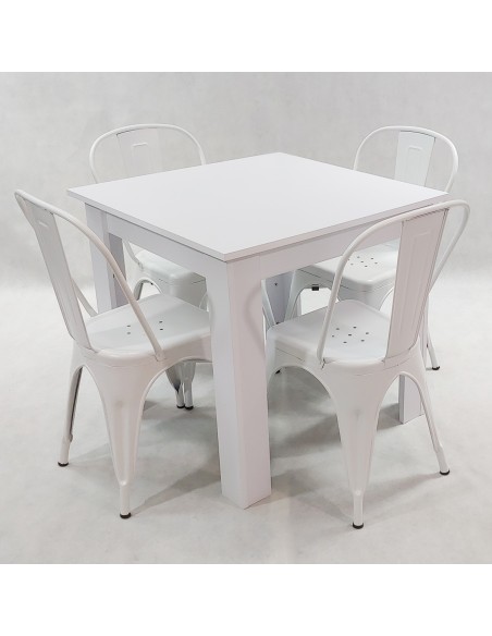 Zestaw stół Modern 80 sonoma i 4 krzesła Paris białe