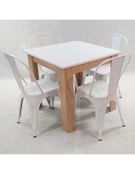 Zestaw stół Modern 80 sonoma i 4 krzesła Paris białe
