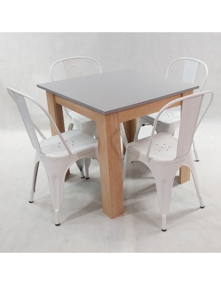Zestaw stół Modern 80 sonoma i 4 krzesła Paris białe