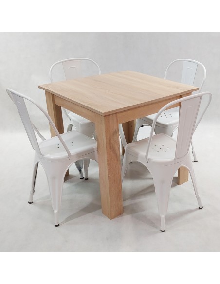 Zestaw stół Modern 80 sonoma i 4 krzesła Paris białe