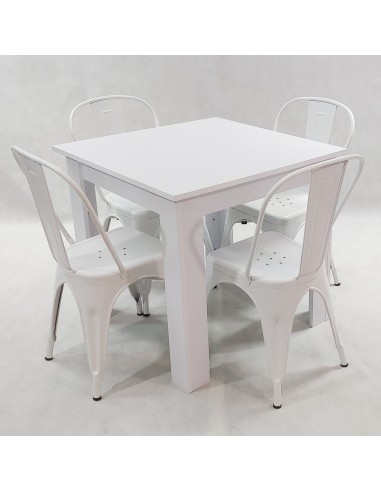 Zestaw stół Modern 80 BS i 4 krzesła Paris białe