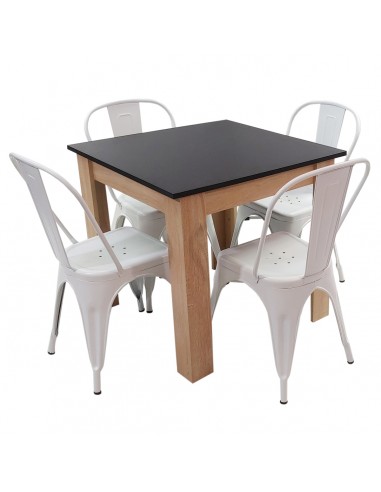 Zestaw stół Modern 80 BS i 4 krzesła Paris białe