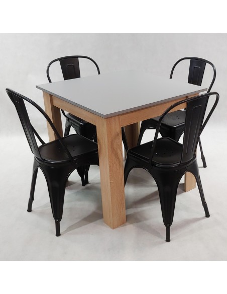 Zestaw stół Modern 80 biały i 4 krzesła Paris czarne