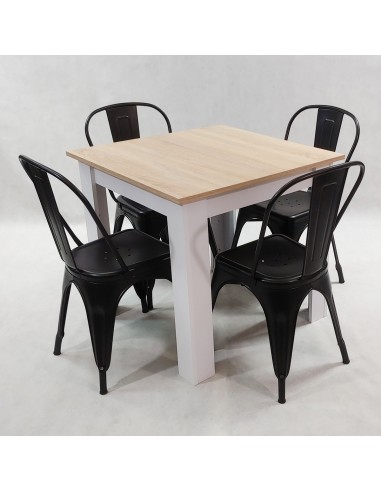 Zestaw stół Modern 80 GW i 4 krzesła Paris czarne