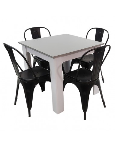Zestaw stół Modern 80 GW i 4 krzesła Paris czarne
