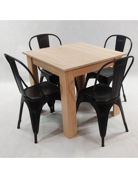 Zestaw stół Modern 80 SW i 4 krzesła Paris czarne