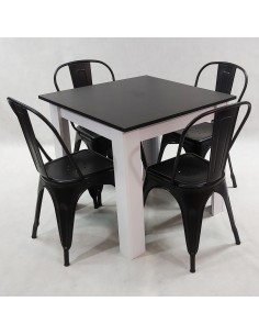 Zestaw stół Modern 80 BW i 4 krzesła Paris czarne 2