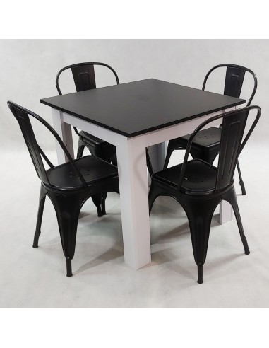 Zestaw stół Modern 80 BW i 4 krzesła Paris czarne