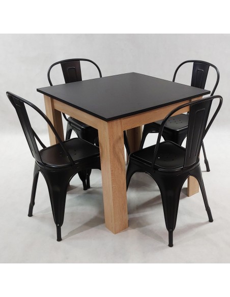 Zestaw stół Modern 80 BW i 4 krzesła Paris czarne