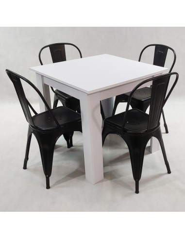 Zestaw stół Modern 80 BW i 4 krzesła Paris czarne