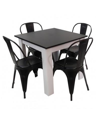 Zestaw stół Modern 80 BW i 4 krzesła Paris czarne