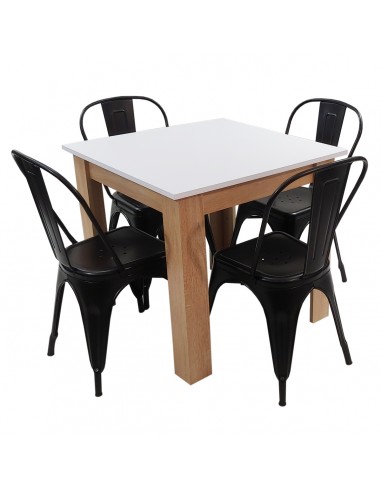 Zestaw stół Modern 80 WS i 4 krzesła Paris czarne