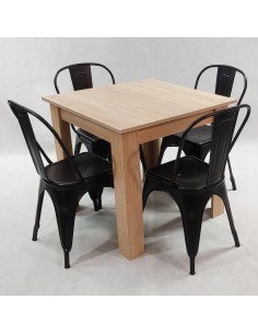 Zestaw stół Modern 80 sonoma i 4 krzesła Paris czarne 2