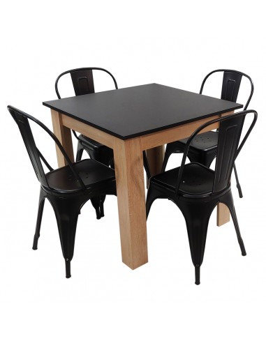 Zestaw stół Modern 80 BS i 4 krzesła Paris czarne