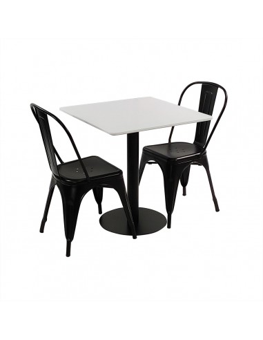 Zestaw stół Dakota 70x70 cm i 2 krzesła metalowe PARIS czarne