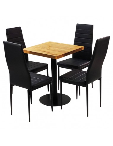 Zestaw stół Bistro Wood i 4 krzesła Nicea czarne