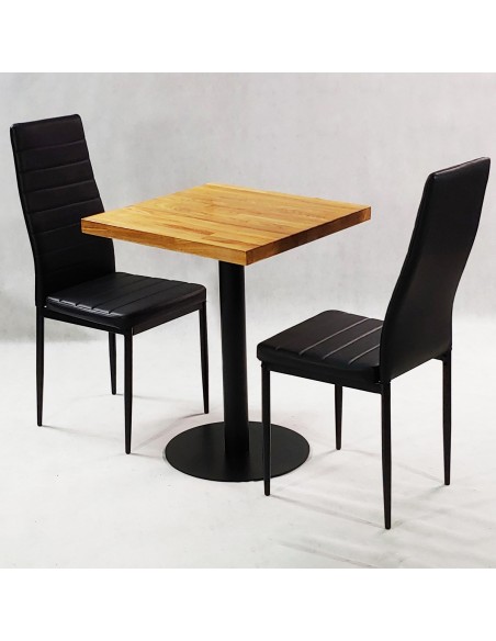 Zestaw stół Bistro Wood i 4 krzesła Nicea czarne