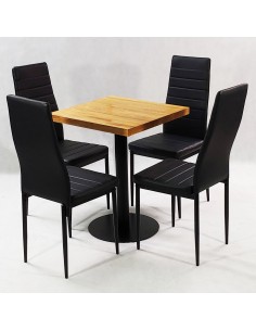 Zestaw stół Bistro Wood i 4 krzesła Nicea czarne 2