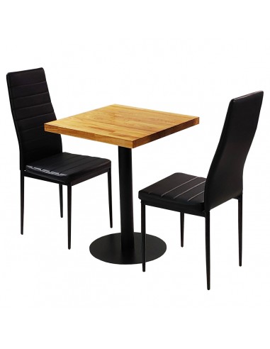 Zestaw stół Bistro Wood i 2 krzesła Nicea czarne