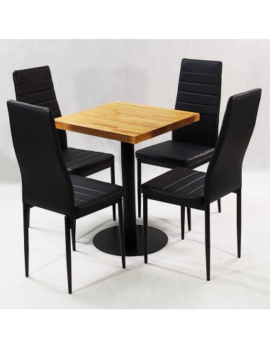 Zestaw stół Bistro Wood i 2 krzesła Nicea czarne
