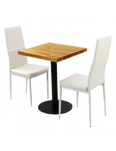 Zestaw stół Bistro Wood i 2 krzesła Nicea białe