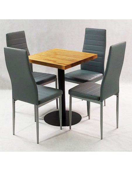 Zestaw stół Bistro Wood i 2 krzesła Nicea szare