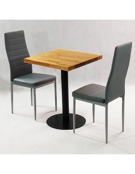 Zestaw stół Bistro Wood i 2 krzesła Nicea szare