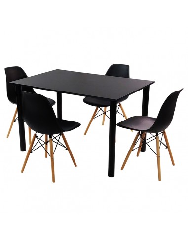 Zestaw stół Lugano 120 czarny i 4 krzesła Milano czarne