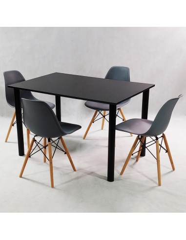 Zestaw stół Lugano 120 czarny i 4 krzesła...