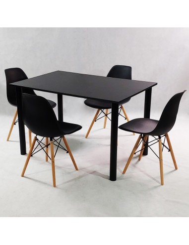 Zestaw stół Lugano 120 czarny i 4 krzesła...