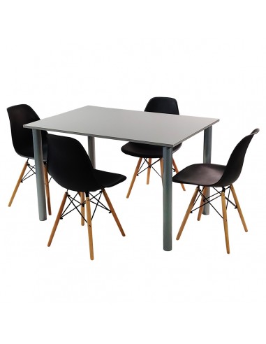 Zestaw stół Lugano 120 szary i 4 krzesła Milano czarne