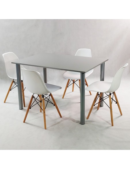 Zestaw stół Lugano 120 szary i 4 krzesła Milano białe