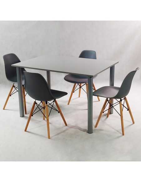 Zestaw stół Lugano 120 szary i 4 krzesła Milano beżowe