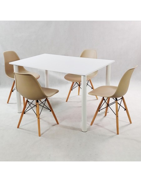 Zestaw stół Lugano 120 szary i 4 krzesła Milano beżowe