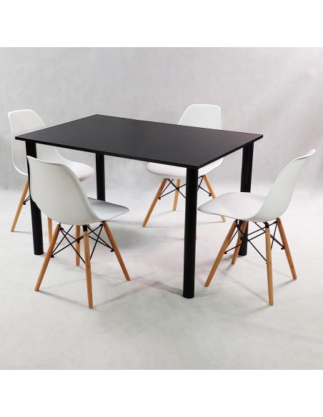 Zestaw stół Lugano 120 biały i 4 krzesła Milano beżowe