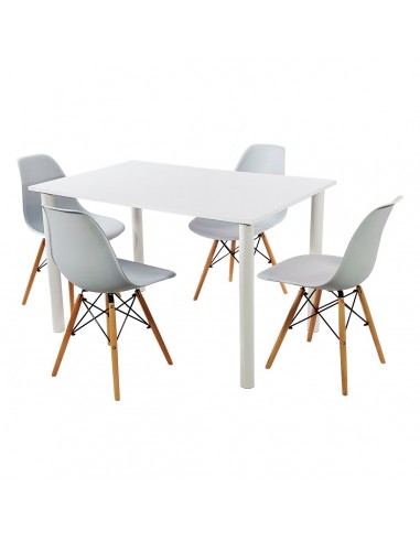 Zestaw stół Lugano 120 biały i 4 krzesła Milano szare
