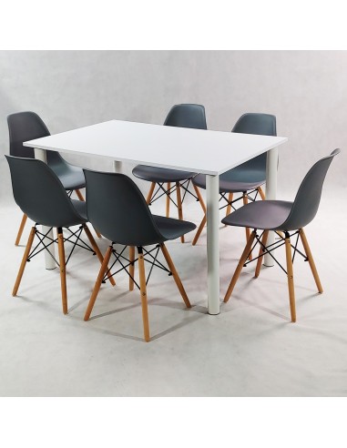 Zestaw stół Lugano 120 czarny i 6 krzeseł...