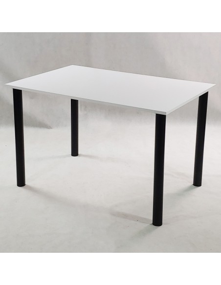 Zestaw stół Lugano 120 czarny i 6 krzeseł Milano beżowych