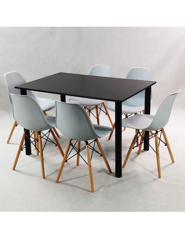 Zestaw stół Lugano 120 czarny i 6 krzeseł...