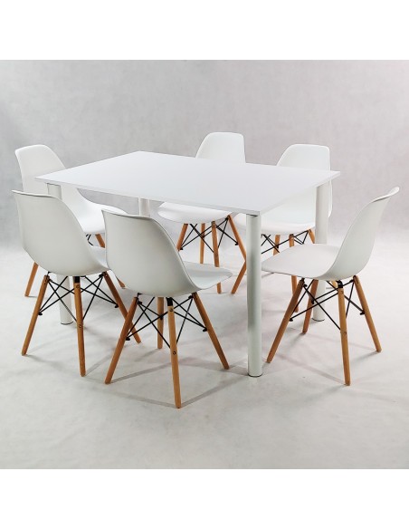 Zestaw stół Lugano 120 biały i 6 krzeseł Milano białych
