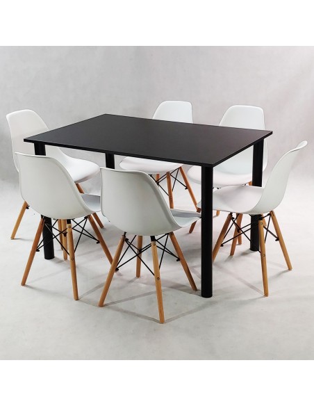 Zestaw stół Lugano 120 biały i 6 krzeseł Milano szarych