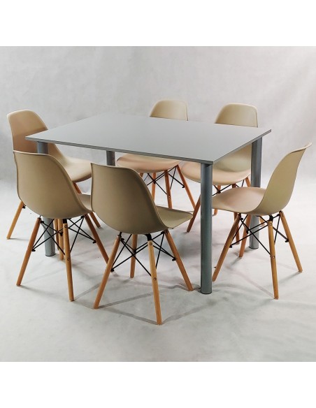 Zestaw stół Lugano 120 szary i 6 krzeseł Milano grafitowych