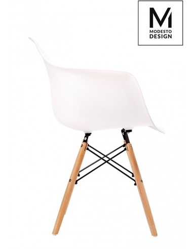 MODESTO fotel DAW DSW biały - polipropylen, nogi bukowe