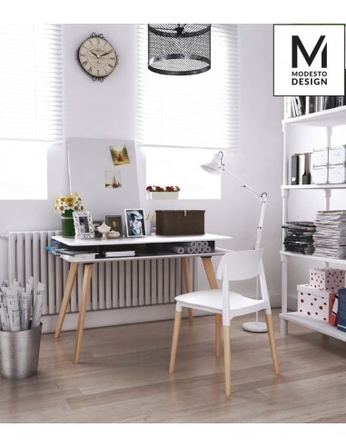 MODESTO krzesło ECCO białe - polipropylen, podstawa bukowa