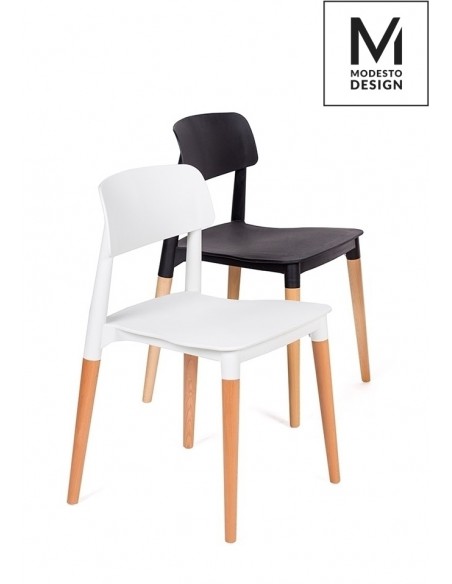 MODESTO krzesło ECCO białe - polipropylen, podstawa bukowa