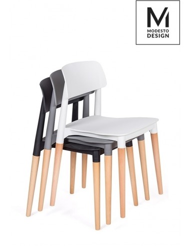 MODESTO krzesło ECCO białe - polipropylen, podstawa bukowa