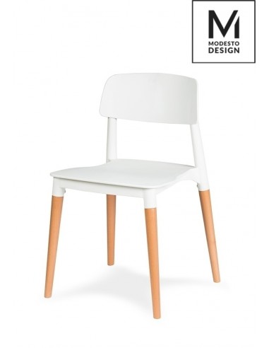 MODESTO krzesło ECCO białe - polipropylen, podstawa bukowa