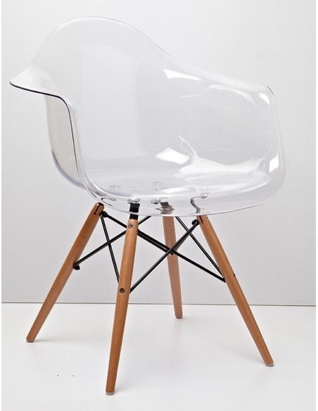 Fotel ICE WOOD transparentny - poliweglan, podstawa bukowa